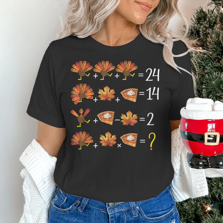 Math Number Thanksgiving Count Answer Pie Turkey Teacher Women's T-Shirt, gift for family, gift for coworker