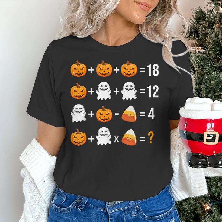 Math Teacher Halloween Equation Pumpkin Ghost Candy Corn Women's T-Shirt, gift for family, gift for coworker Math Teacher Halloween Equation Pumpkin Ghost Candy Corn Women's T-Shirt, gift for family, gift for coworker