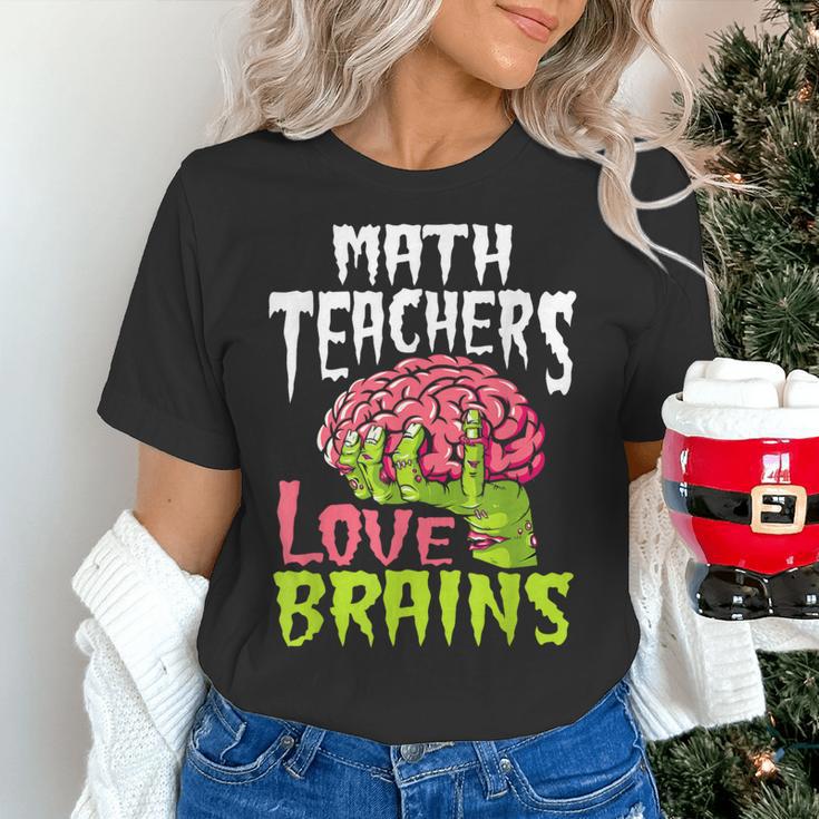 Math Teachers Love Brains Zombie Teacher School Halloween Women's T-Shirt, gift for family, gift for coworker Math Teachers Love Brains Zombie Teacher School Halloween Women's T-Shirt, gift for family, gift for coworker