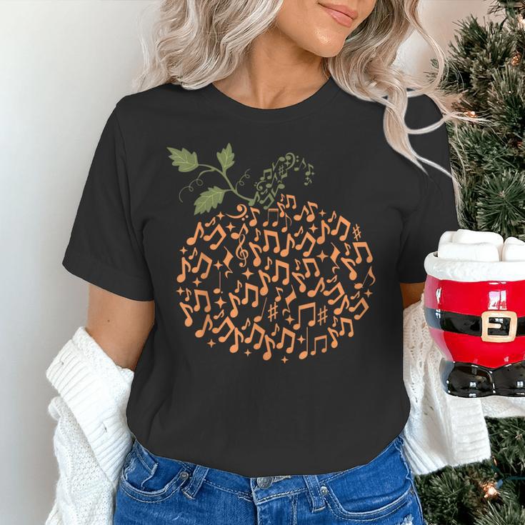 Music Notes Pumpkin Fall Music Teacher Autumn Halloween Women's T-Shirt, gift for family, gift for coworker Music Notes Pumpkin Fall Music Teacher Autumn Halloween Women's T-Shirt, gift for family, gift for coworker