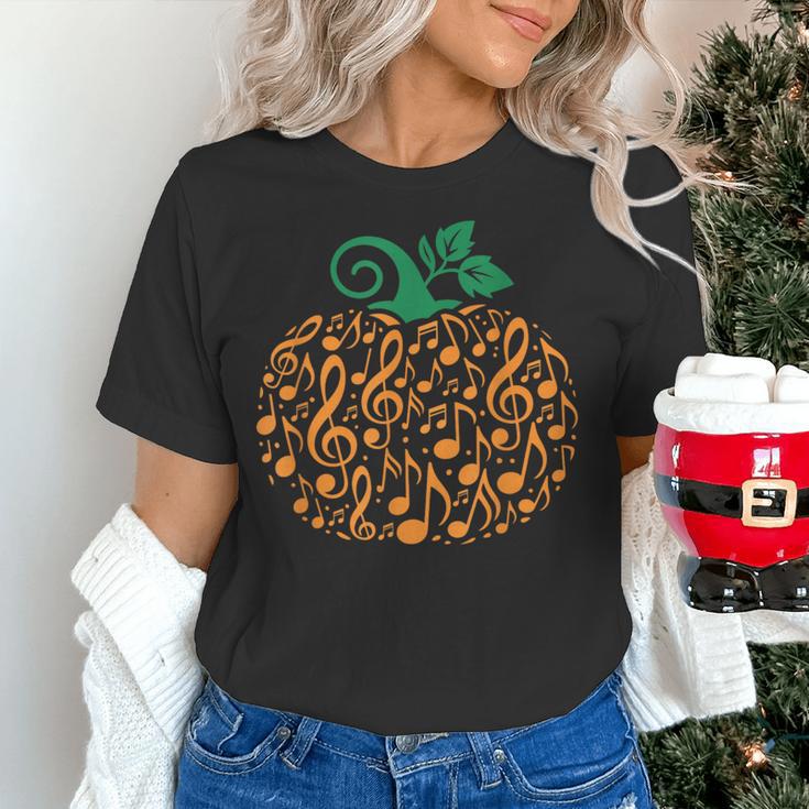 Music Notes Pumpkin Music Teacher Halloween Women's T-Shirt, gift for family, gift for coworker