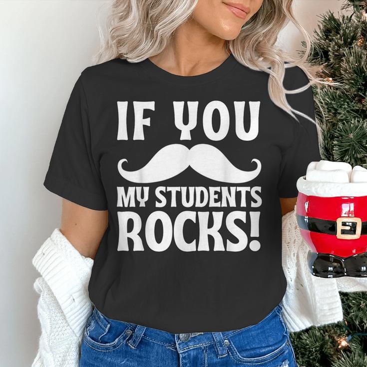 If You Mustache My Students Rock Teacher Mustache Women's T-Shirt, gift for family, gift for coworker