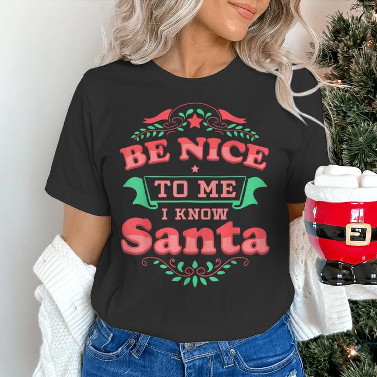 Be Nice To Me I Know Santa Teacher Christmas Men Women Women's T-Shirt, gift for family, gift for coworker