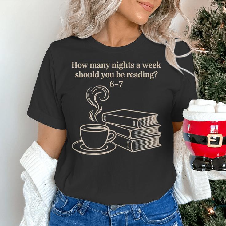 How Many Nights A Week Should You Be Reading 6-7 Teacher Fun Women's T-Shirt, gift for family, gift for coworker How Many Nights A Week Should You Be Reading 6-7 Teacher Fun Women's T-Shirt, gift for family, gift for coworker