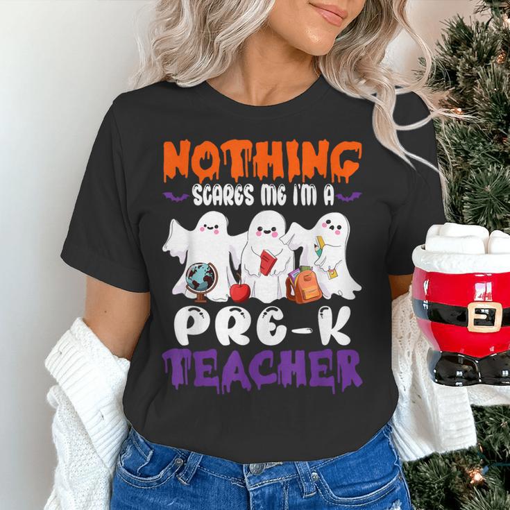 Nothing Scares Me I'm A Pre-K Teacher Halloween Ghosts Women's T-Shirt, gift for family, gift for coworker