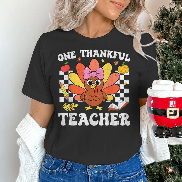 One Thankful Teacher Turkey Thanksgiving Teaching Women's T-Shirt, gift for family, gift for coworker