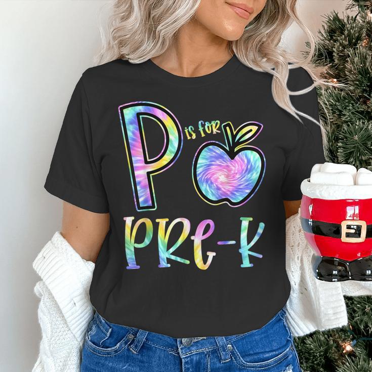 P Is For Pre-K Preschool Teacher Tie Dye Back To School Women's T-Shirt, gift for family, gift for coworker