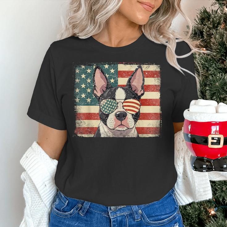 Patriotic Boston Terrier Dog Lover USA Flag 4th Of July For Men Women Kids Women's T-Shirt, Patriotic Boston Terrier Shirts, Boston Terrier 4th Of July Shirts, gift for family, gift for coworker