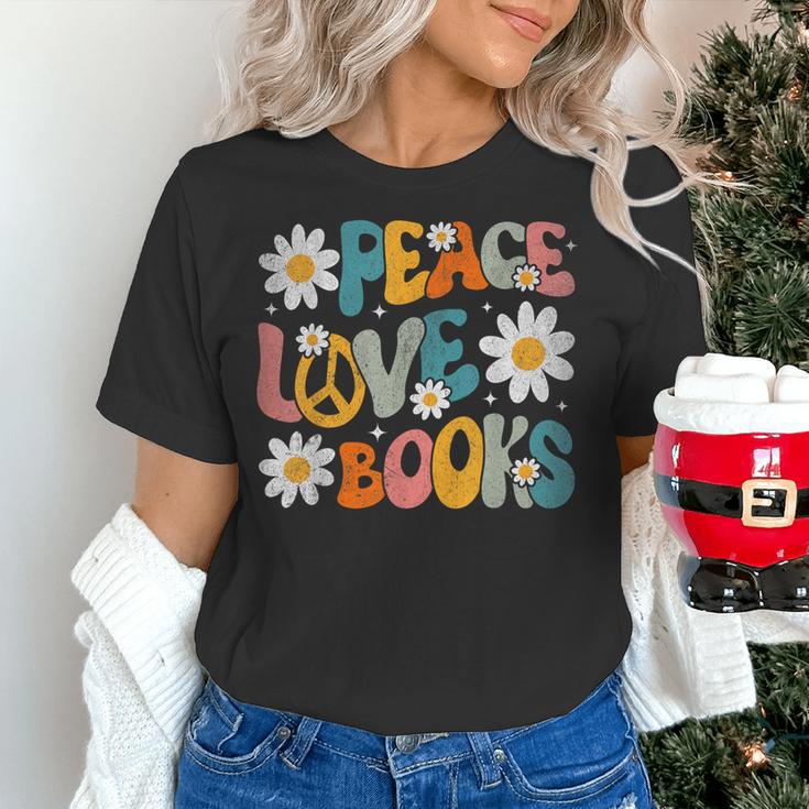 Peace Love Books Bookworm Librarian Reading Teacher Groovy Women's T-Shirt, Groovy Teacher Shirts, gift for family, gift for coworker Peace Love Books Bookworm Librarian Reading Teacher Groovy Women's T-Shirt, Groovy Teacher Shirts, gift for family, gift for coworker