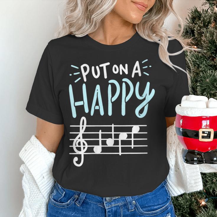 Put On A Happy Face Music Music Teacher Women's T-Shirt, gift for family, gift for coworker Put On A Happy Face Music Music Teacher Women's T-Shirt, gift for family, gift for coworker