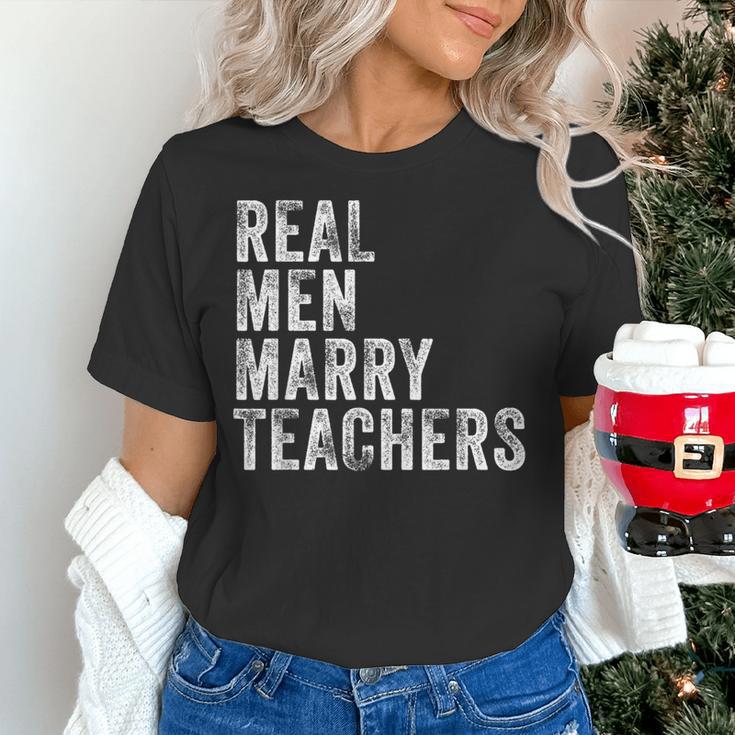 Real Men Marry Teachers Future Husband Wife Engagement Women's T-Shirt, gift for family, gift for coworker