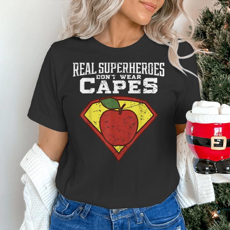 Real Superheroes Don't Wear Capes Teacher Shirt Teaching Te Women's T-Shirt, gift for family, gift for coworker