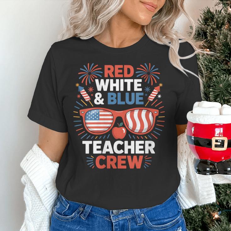 Red & Blue Teacher Crew Shirt 4th Of July Sunglasses Women's T-Shirt, gift for family, gift for coworker Red & Blue Teacher Crew Shirt 4th Of July Sunglasses Women's T-Shirt, gift for family, gift for coworker
