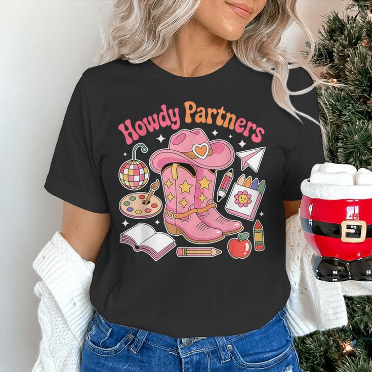 Retro Howdy Partners Cowgirl Cowboy Teacher Back To School Women's T-Shirt, gift for family, gift for coworker