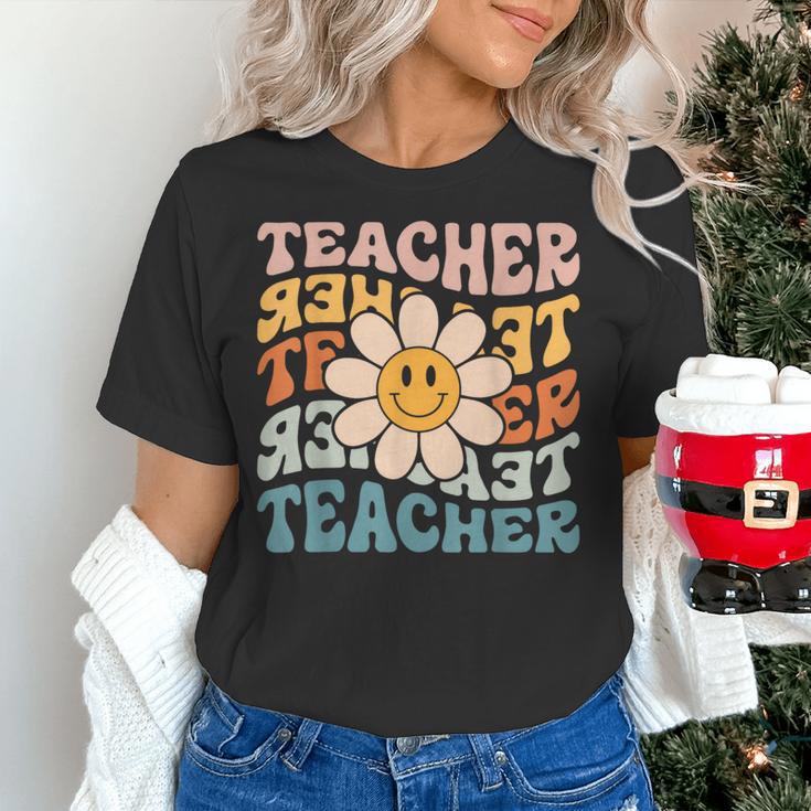 Retro Teacher Daisy Colorful Elementary School Teacher Women's T-Shirt, gift for family, gift for coworker Retro Teacher Daisy Colorful Elementary School Teacher Women's T-Shirt, gift for family, gift for coworker
