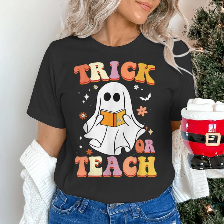 Retro Vintage Groovy Trick Or Teach Teacher Halloween For Men Women Kids Women's T-Shirt, Groovy Teacher Shirts, gift for family, gift for coworker Retro Vintage Groovy Trick Or Teach Teacher Halloween For Men Women Kids Women's T-Shirt, Groovy Teacher Shirts, gift for family, gift for coworker