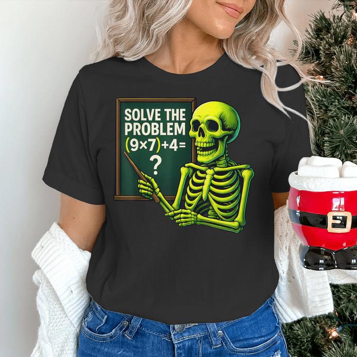 Solve The Problem Skeleton Teacher Halloween Math Six Seven Women's T-Shirt, gift for family, gift for coworker Solve The Problem Skeleton Teacher Halloween Math Six Seven Women's T-Shirt, gift for family, gift for coworker