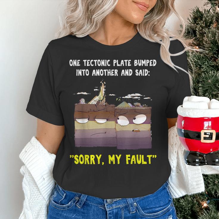 Sorry My Fault Earthquake Tectonic Plate Science Teacher Pun Women's T-Shirt, Science Teacher Shirts, gift for family, gift for coworker Sorry My Fault Earthquake Tectonic Plate Science Teacher Pun Women's T-Shirt, Science Teacher Shirts, gift for family, gift for coworker