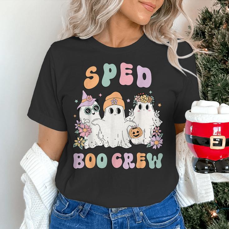 SPED Boo Crew Halloween Floral Ghost Special Ed SPED Teacher For Men Women Kids Women's T-Shirt, gift for family, gift for coworker