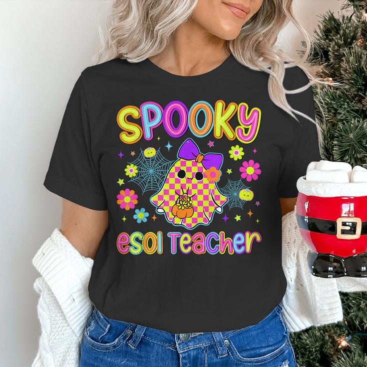 Spooky ESOL Teacher Halloween ESOL Teaching Coquette Women's T-Shirt, gift for family, gift for coworker Spooky ESOL Teacher Halloween ESOL Teaching Coquette Women's T-Shirt, gift for family, gift for coworker