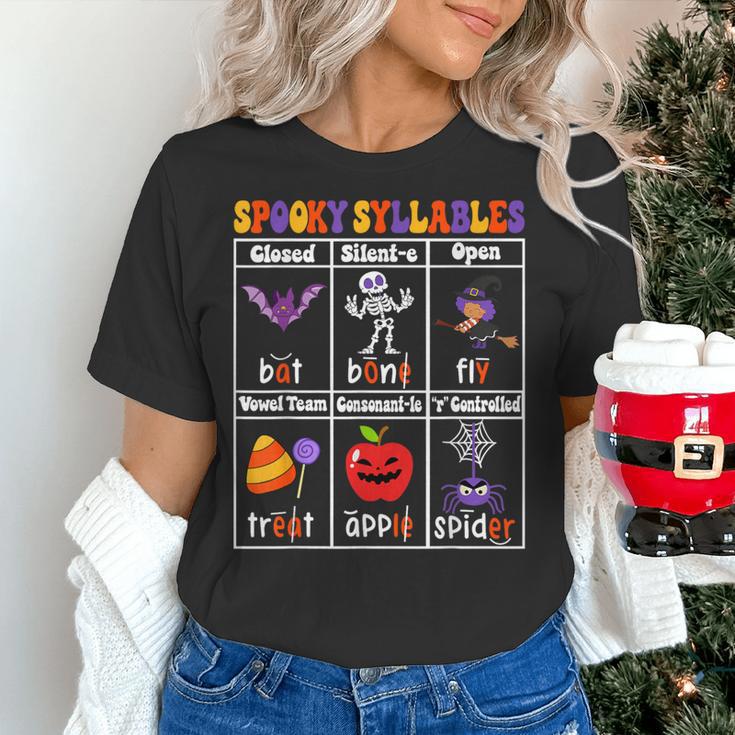 Spooky Syllables Teacher Halloween Educational Kids Women's T-Shirt, gift for family, gift for coworker Spooky Syllables Teacher Halloween Educational Kids Women's T-Shirt, gift for family, gift for coworker
