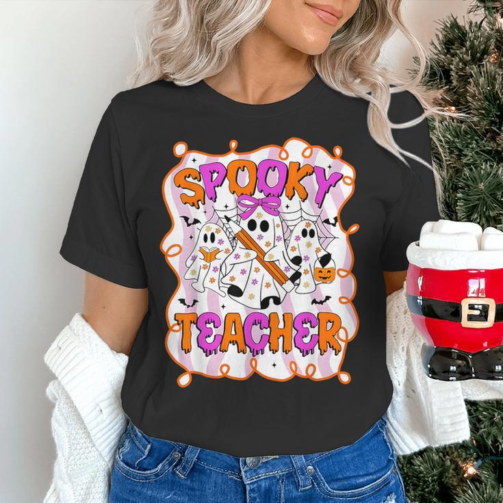 Spooky Teacher Ghost Pencil Teacher Halloween Teacher Women's T-Shirt, gift for family, gift for coworker
