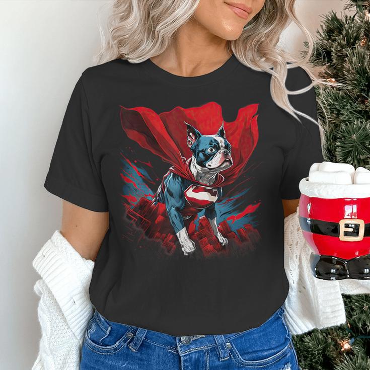 Super Power Superhero Boston Terrier Dog For Men Women Kids Women's T-Shirt, gift for family, gift for coworker