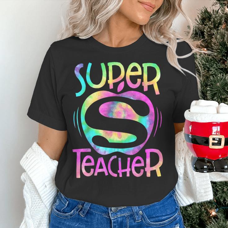 Super Teacher Back To School Apple Tie Dye First Day Women's T-Shirt, Super Teacher Shirts, gift for family, gift for coworker