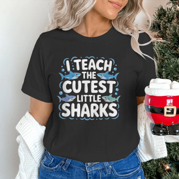 I Teach The Cutest Little Sharks Teacher School Women's T-Shirt, gift for family, gift for coworker