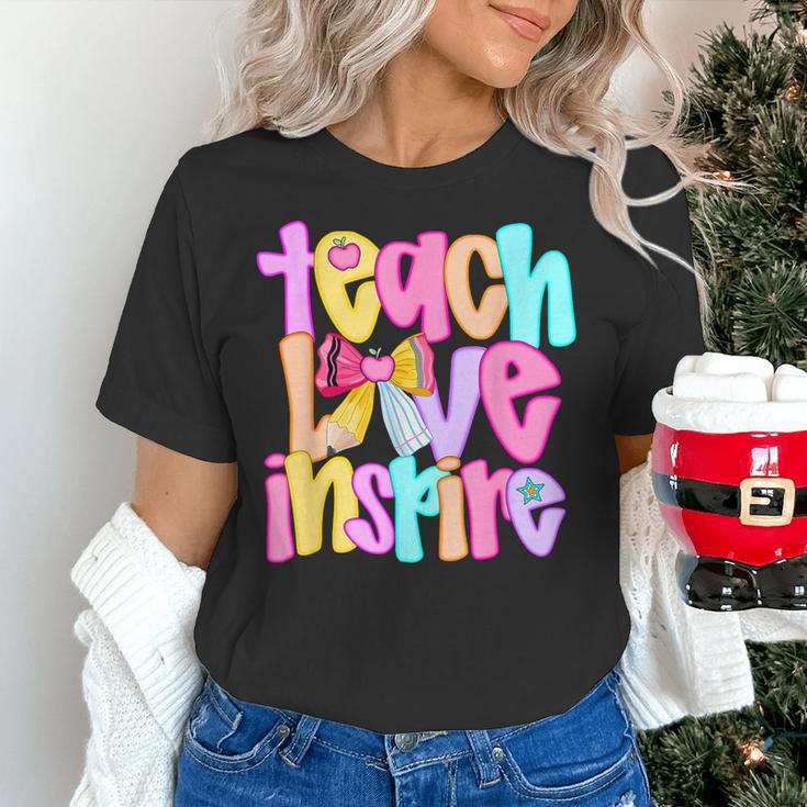 Teach Love Inspire Preppy Back To School Teacher Women Women's T-Shirt, gift for family, gift for coworker Teach Love Inspire Preppy Back To School Teacher Women Women's T-Shirt, gift for family, gift for coworker