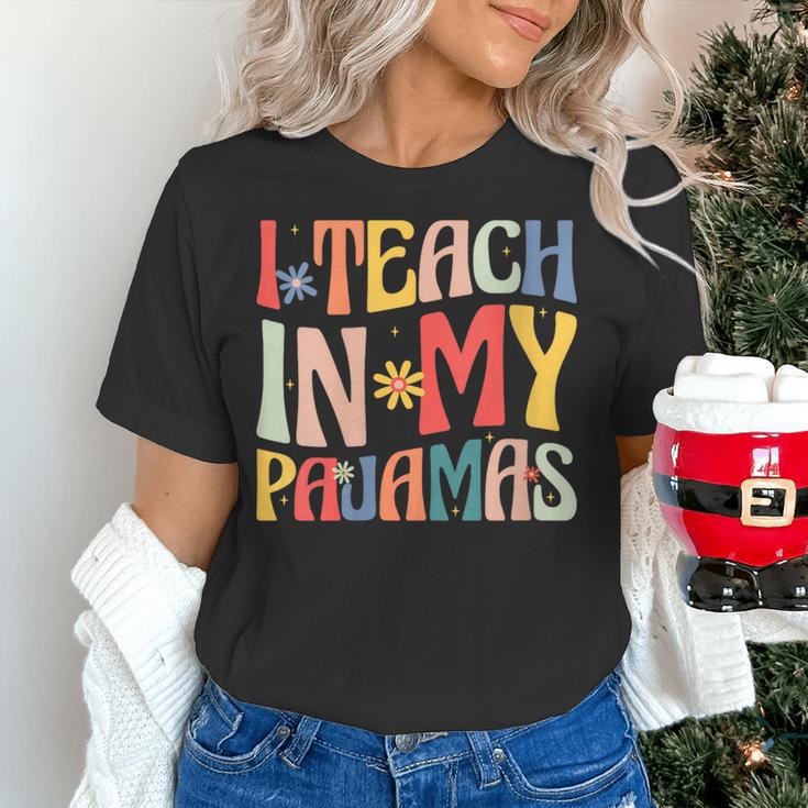 I Teach In My Pajamas Retro Groovy Teacher Humor Women's T-Shirt, Groovy Teacher Shirts, gift for family, gift for coworker I Teach In My Pajamas Retro Groovy Teacher Humor Women's T-Shirt, Groovy Teacher Shirts, gift for family, gift for coworker