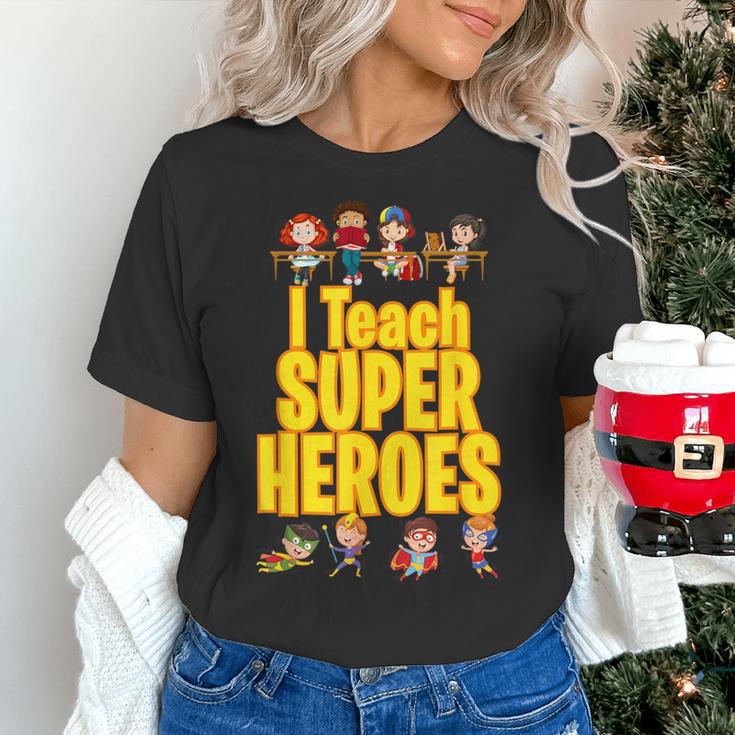 I Teach Super Heroes Comic Book Hero Teacher School Women's T-Shirt, Super Teacher Shirts, gift for family, gift for coworker