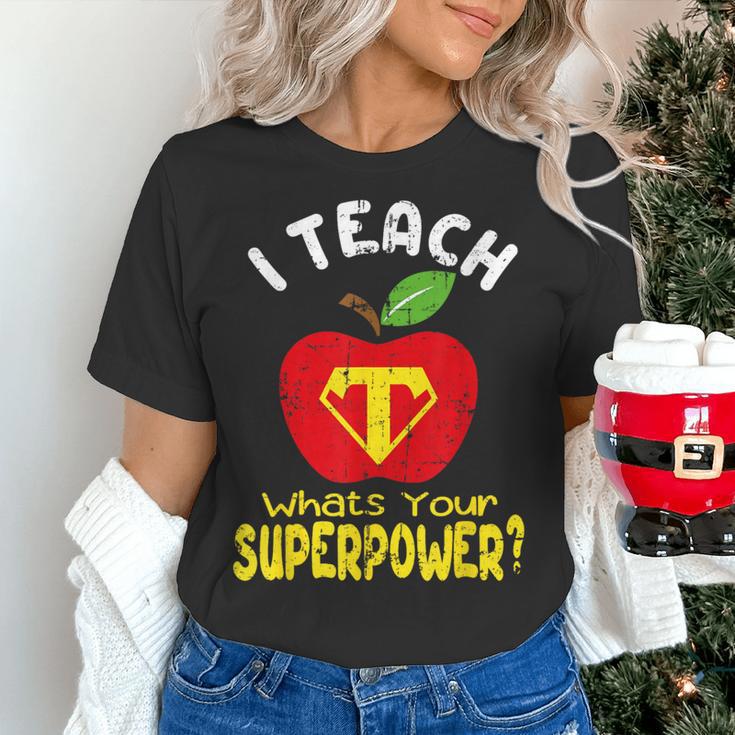 I Teach What's Your Superpower Superhero Teacher Women's T-Shirt, gift for family, gift for coworker