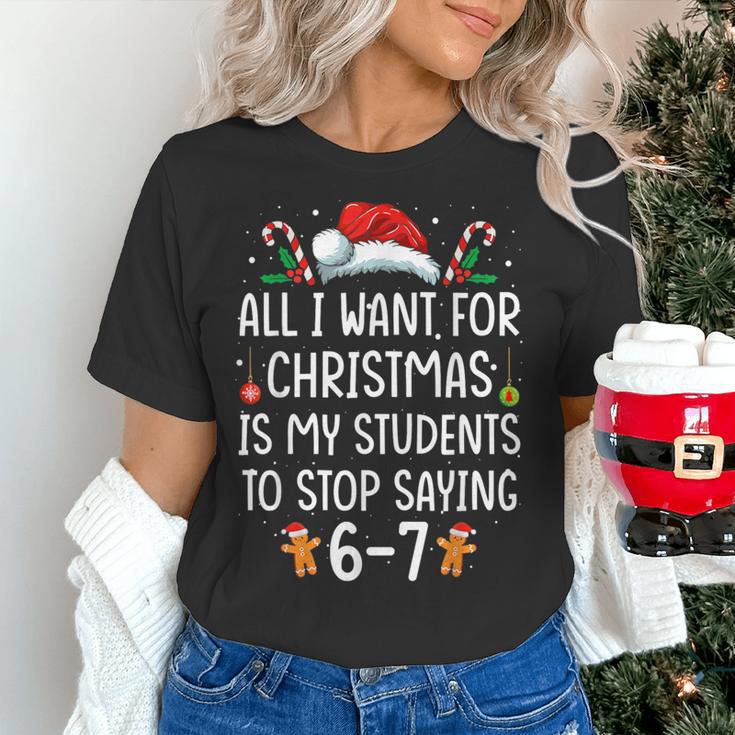Teacher 67 Christmas Six Seven 6-7 For Men Women Humor Women's T-Shirt, gift for family, gift for coworker Teacher 67 Christmas Six Seven 6-7 For Men Women Humor Women's T-Shirt, gift for family, gift for coworker