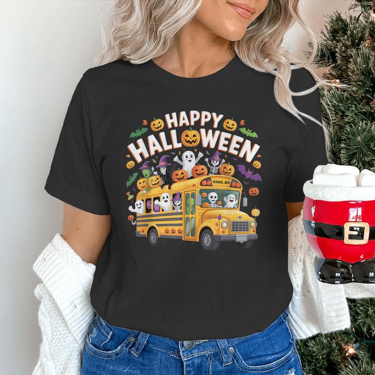 Teacher Halloween School Bus Driver Cute Ghost Witch Party Women's T-Shirt, gift for family, gift for coworker