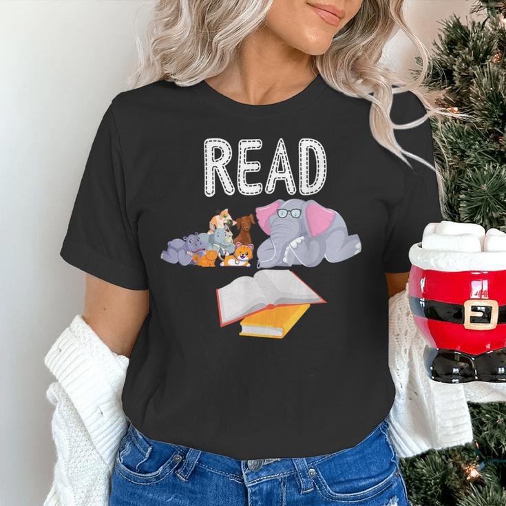 Teacher Library Read Book Club Piggie Elephant Pigeons Men Women Kids Women's T-Shirt, gift for family, gift for coworker
