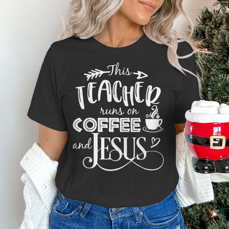 This Teacher Runs On Coffee And Jesus T Shirt Christian Tees Women's T-Shirt, gift for family, gift for coworker This Teacher Runs On Coffee And Jesus T Shirt Christian Tees Women's T-Shirt, gift for family, gift for coworker