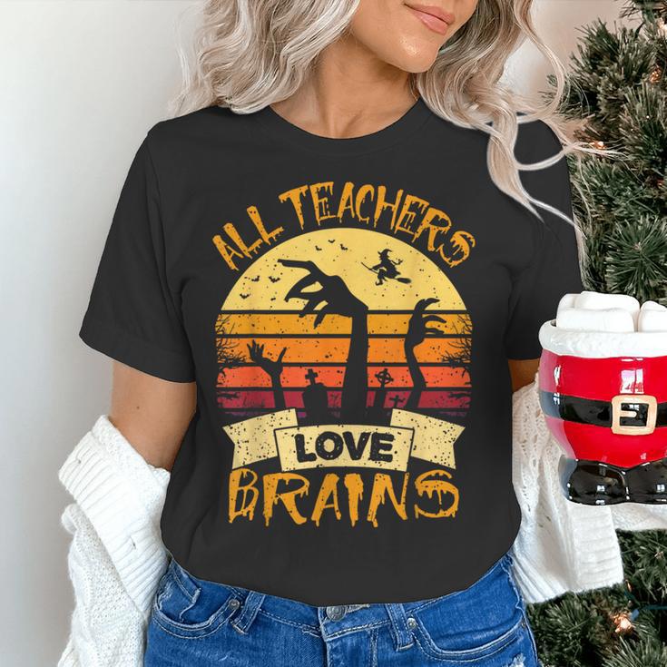 Teacher Shirt All Teachers Love Brains Halloween Men Women Women's T-Shirt, gift for family, gift for coworker