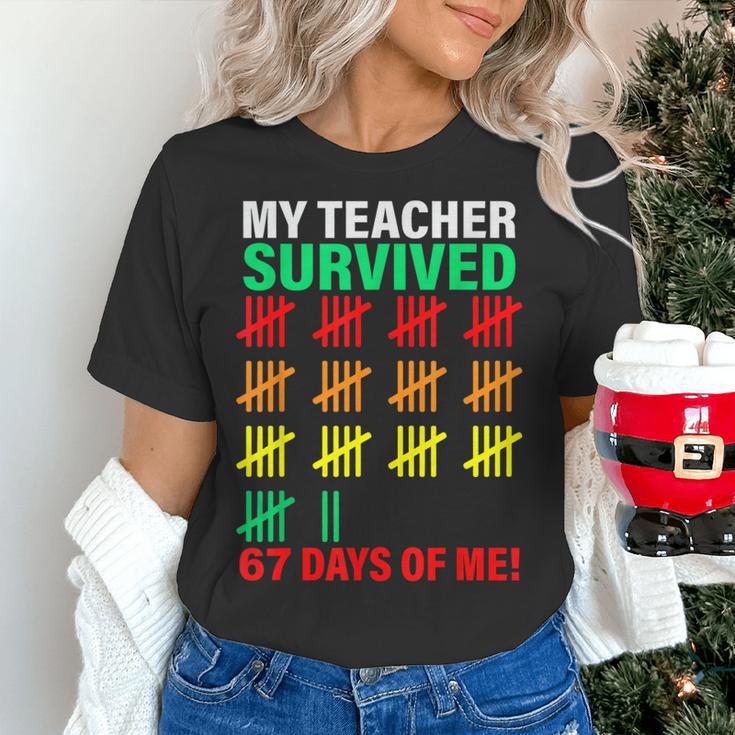 My Teacher Survived 67 Days Of Me School Kids Costume Women's T-Shirt, gift for family, gift for coworker My Teacher Survived 67 Days Of Me School Kids Costume Women's T-Shirt, gift for family, gift for coworker