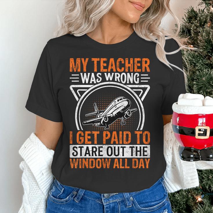 My Teacher Was Wrong I Get Paid To Stare Out The Window Women's T-Shirt, gift for family, gift for coworker