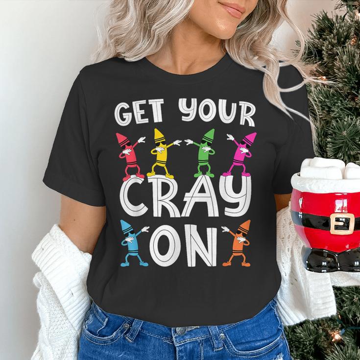 Teacher's Get Your Cray On Dabbing Crayons Women's T-Shirt, gift for family, gift for coworker Teacher's Get Your Cray On Dabbing Crayons Women's T-Shirt, gift for family, gift for coworker