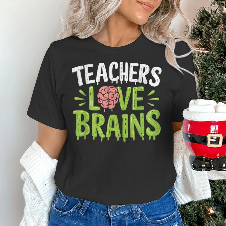 Teachers Love Brains Halloween Teacher Zombie Women's T-Shirt, gift for family, gift for coworker Teachers Love Brains Halloween Teacher Zombie Women's T-Shirt, gift for family, gift for coworker