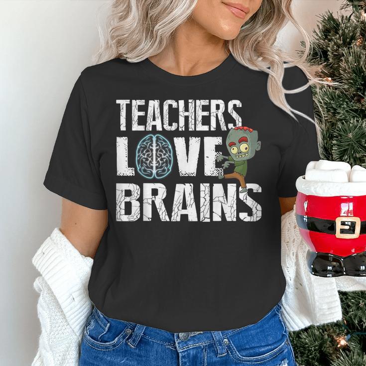 Teachers Love Brains Zombie Halloween Hilarious Women's T-Shirt, gift for family, gift for coworker Teachers Love Brains Zombie Halloween Hilarious Women's T-Shirt, gift for family, gift for coworker