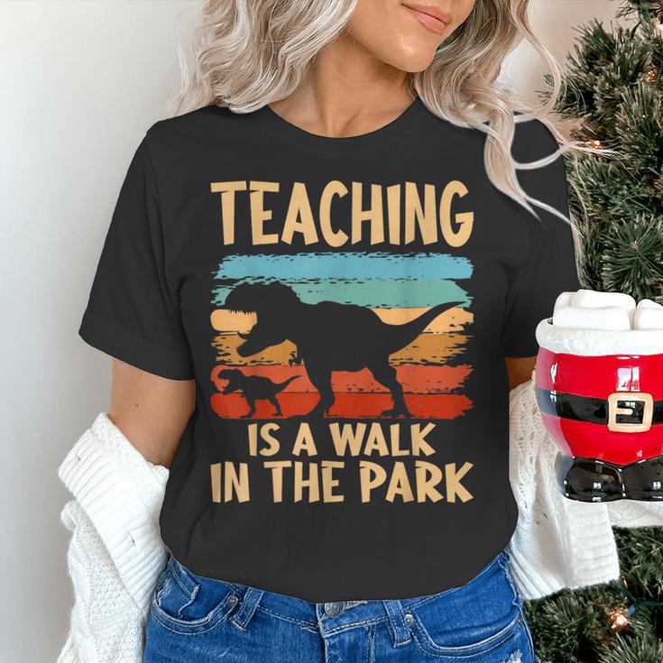 Teaching Is a Walk In Park Dinosaur Teacher Women's T-Shirt, gift for family, gift for coworker