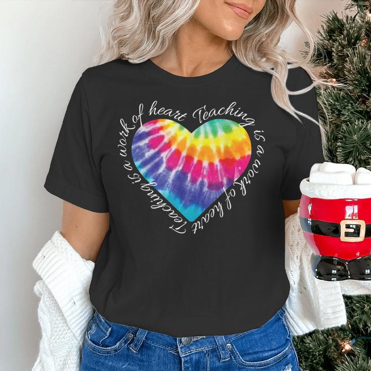 Teaching Is a Work Of Heart Tie Dye Hippie For Teacher For Men Women Girls Kids Women's T-Shirt, gift for family, gift for coworker