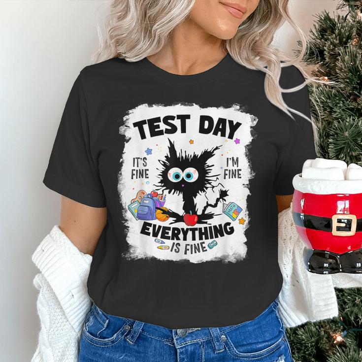 Test Day Stressed Cat Teacher Student Kids Testing Day Women's T-Shirt, gift for family, gift for coworker
