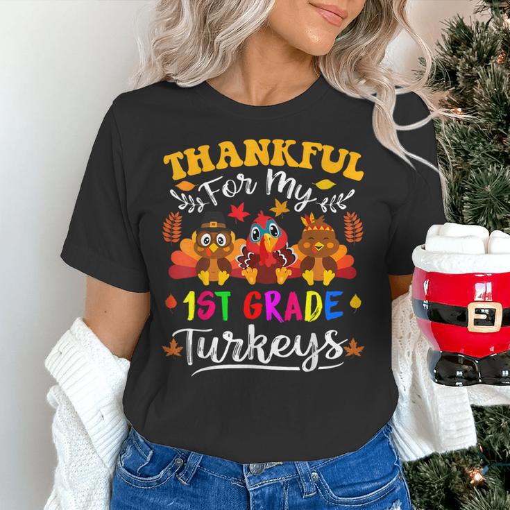Thankful For My 1st Grade Turkeys Thanksgiving Teacher Fall Women's T-Shirt, gift for family, gift for coworker Thankful For My 1st Grade Turkeys Thanksgiving Teacher Fall Women's T-Shirt, gift for family, gift for coworker