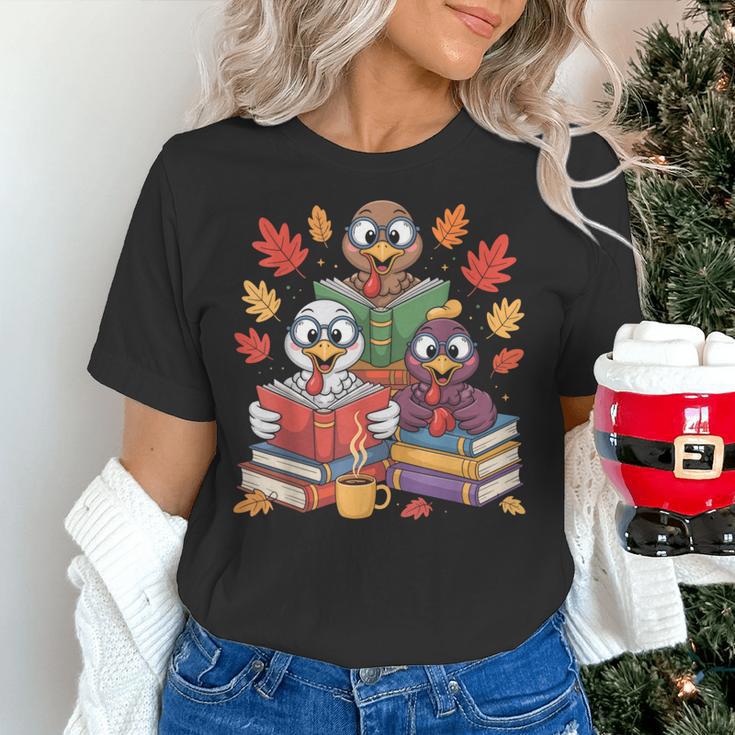 Thanksgiving Teacher Books Turkey Reading Book Women's T-Shirt, gift for family, gift for coworker