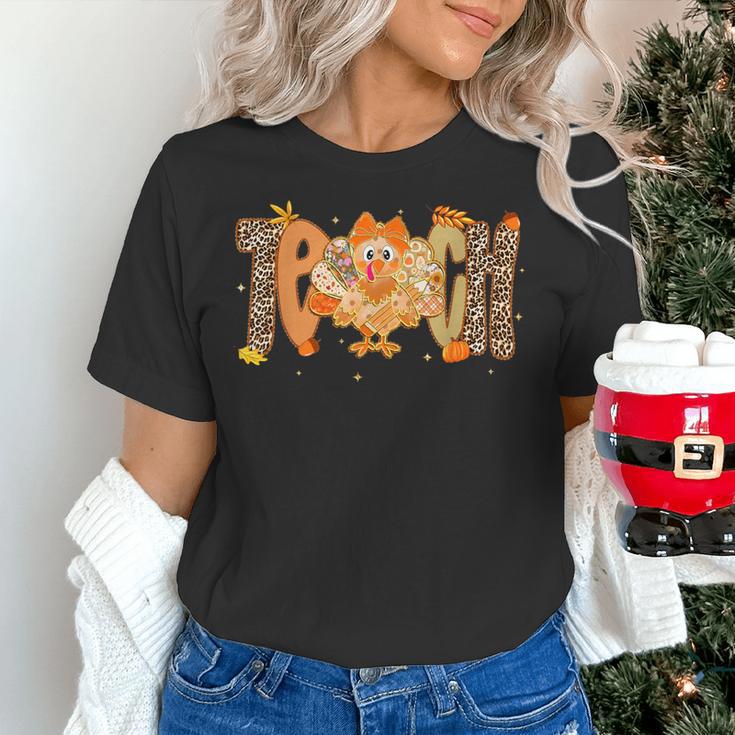 Thanksgiving Turkey Teach Thankful Teacher Girly Bow Women Women's T-Shirt, gift for family, gift for coworker Thanksgiving Turkey Teach Thankful Teacher Girly Bow Women Women's T-Shirt, gift for family, gift for coworker