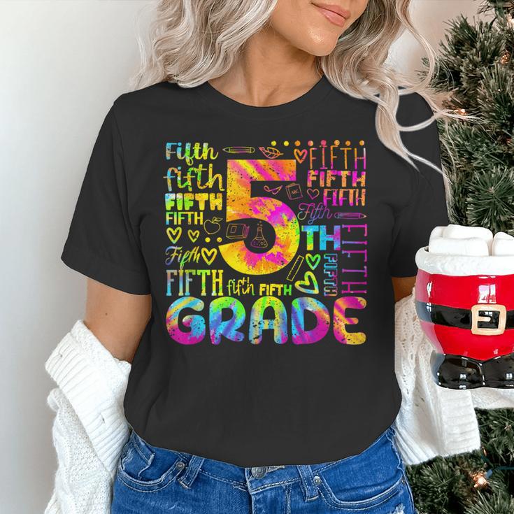 Tie Dye 5th Grade Typography Team Fifth Grade Teacher For Men Women Girls Kids Women's T-Shirt, gift for family, gift for coworker